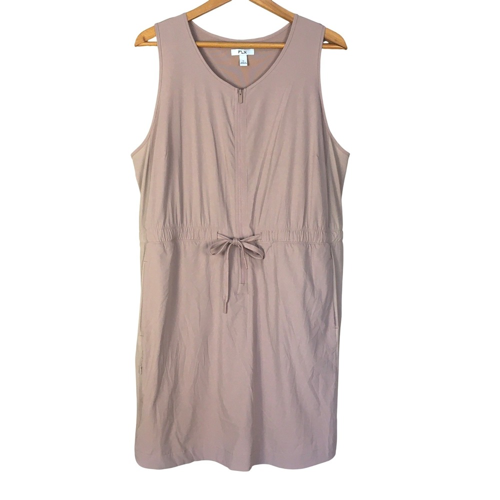 FLX Athletic Sleeveless‎ Zip Front Drawstring Waist Skort Dress XL Blush Mauve